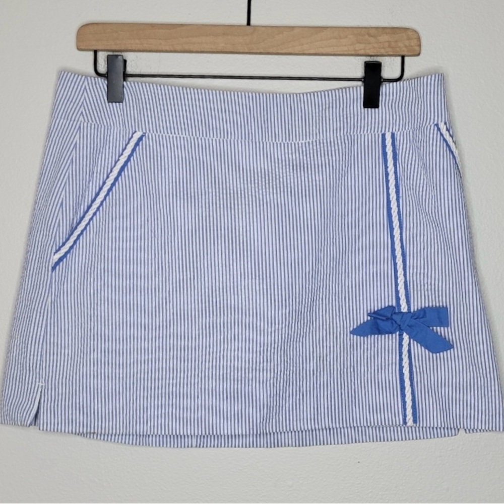 Lilly Pulitzer Blue Striped Mini Skirt with Bow